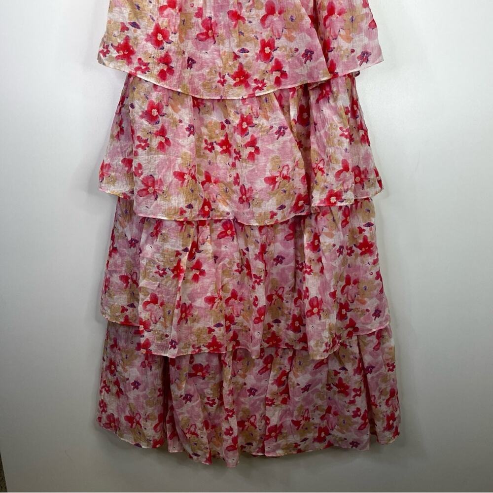 ASTR The Label Vonnessa Pleated Tiered Maxi Dress pink coral multi - XL - Picture 5 of 11